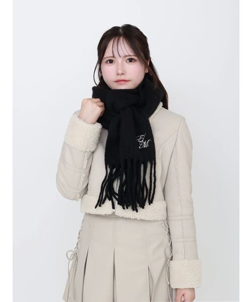 EATME（イートミー）の「E/Mロゴ刺しゅうマフラー（マフラー・レディース・ブラック/ピンク/ホワイト・FREE）」の14枚目の写真