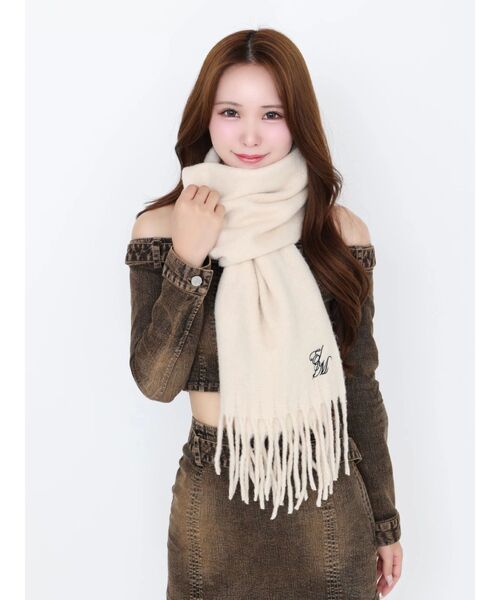 EATME（イートミー）の「E/Mロゴ刺しゅうマフラー（マフラー・レディース・ブラック/ピンク/ホワイト・FREE）」の15枚目の写真