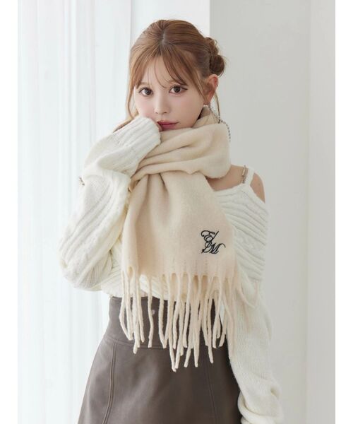 EATME（イートミー）の「E/Mロゴ刺しゅうマフラー（マフラー・レディース・ブラック/ピンク/ホワイト・FREE）」の16枚目の写真