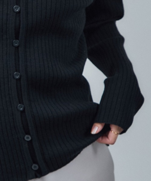WEB限定】ウォッシャブルウールリブポロニットカーディガン（ニット