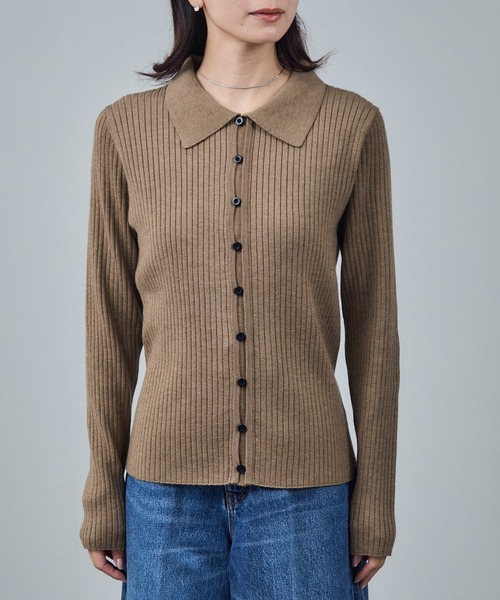 SALON adam et rope'（サロン アダム エ ロペ）の「【WEB限定】ウォッシャブルウールリブポロニットカーディガン（ニット/セーター・レディース・チャコールグレー/ベージュ/ブラック・FREE）」の16枚目の写真