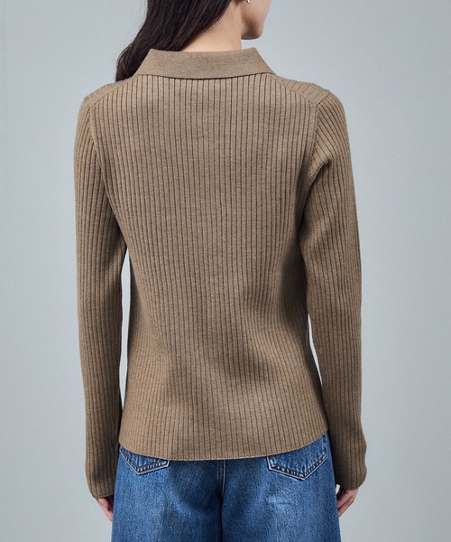 SALON adam et rope'（サロン アダム エ ロペ）の「【WEB限定】ウォッシャブルウールリブポロニットカーディガン（ニット/セーター・レディース・チャコールグレー/ベージュ/ブラック・FREE）」の18枚目の写真