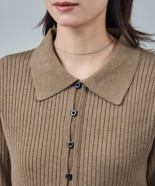 SALON adam et rope'（サロン アダム エ ロペ）の「【WEB限定】ウォッシャブルウールリブポロニットカーディガン（ニット/セーター・レディース・チャコールグレー/ベージュ/ブラック・FREE）」の19枚目の写真