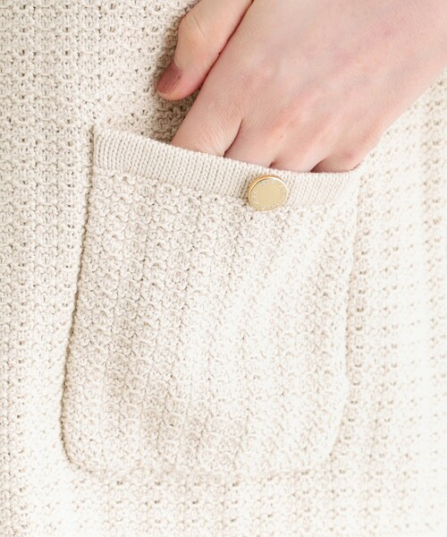 洗える／コットン100％／刻印ボタン】コームドコットンカーディガン