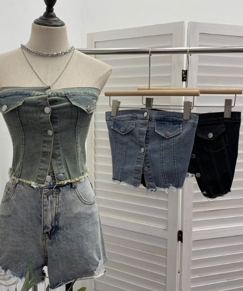 デニム コルセット ベアトップ（チューブトップ）｜NoBelle