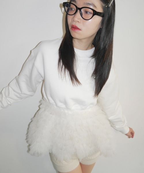 HONEY MI HONEY（ハニーミーハニー）の「tulle peplum sweat（スウェット・レディース・ホワイト/グレー/ブラック/サックスブルー・FREE）」の17枚目の写真