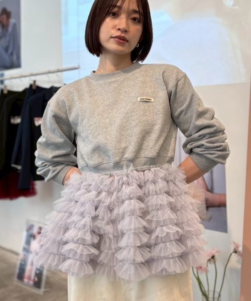HONEY MI HONEY（ハニーミーハニー）の「tulle peplum sweat（スウェット・レディース・ホワイト/グレー/ブラック/サックスブルー・FREE）」の20枚目の写真