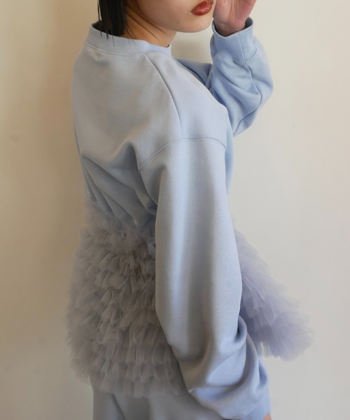 HONEY MI HONEY（ハニーミーハニー）の「tulle peplum sweat（スウェット・レディース・ホワイト/グレー/ブラック/サックスブルー・FREE）」の18枚目の写真