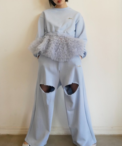 HONEY MI HONEY（ハニーミーハニー）の「tulle peplum sweat（スウェット・レディース・ホワイト/グレー/ブラック/サックスブルー・FREE）」の19枚目の写真