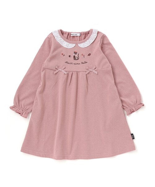 Noeil aime BeBe（ノイユエイムベベ）の「レースフリル襟インレイワンピース（ワンピース・キッズ・ピンク/パープル・90cm/100cm/130cm/110cm/120cm）」の2枚目の写真
