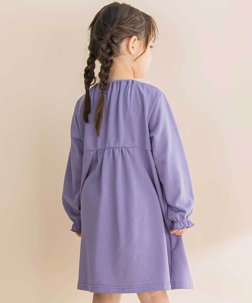 Noeil aime BeBe（ノイユエイムベベ）の「レースフリル襟インレイワンピース（ワンピース・キッズ・ピンク/パープル・90cm/100cm/130cm/110cm/120cm）」の3枚目の写真