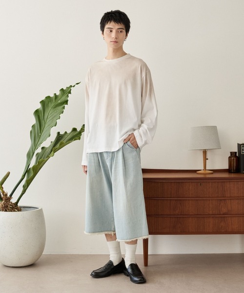 LUCY(ルーシー)の「LUCY/【25年秋冬新作】ルーズスプレーロンT(Tシャツ/カットソー・メンズ・オフホワイト/ブラック・MEDIUM/LARGE)」の19枚目の写真