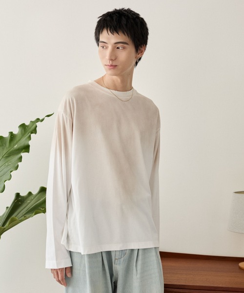 LUCY(ルーシー)の「LUCY/【25年秋冬新作】ルーズスプレーロンT(Tシャツ/カットソー・メンズ・オフホワイト/ブラック・MEDIUM/LARGE)」の13枚目の写真