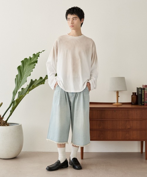 LUCY(ルーシー)の「LUCY/【25年秋冬新作】ルーズスプレーロンT(Tシャツ/カットソー・メンズ・オフホワイト/ブラック・MEDIUM/LARGE)」の15枚目の写真