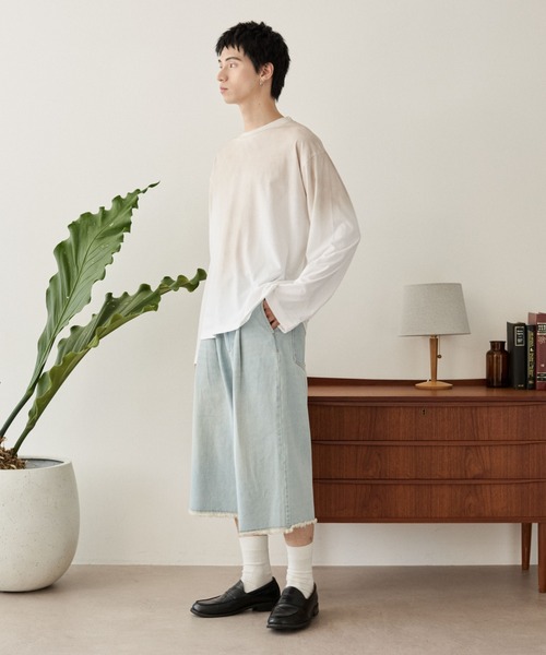 LUCY(ルーシー)の「LUCY/【25年秋冬新作】ルーズスプレーロンT(Tシャツ/カットソー・メンズ・オフホワイト/ブラック・MEDIUM/LARGE)」の3枚目の写真