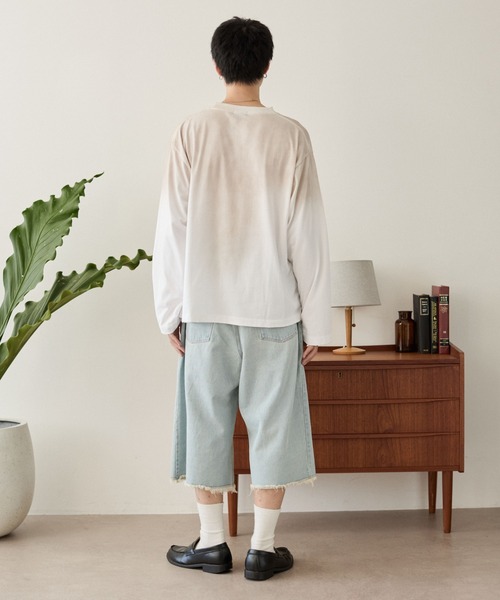 LUCY(ルーシー)の「LUCY/【25年秋冬新作】ルーズスプレーロンT(Tシャツ/カットソー・メンズ・オフホワイト/ブラック・MEDIUM/LARGE)」の4枚目の写真