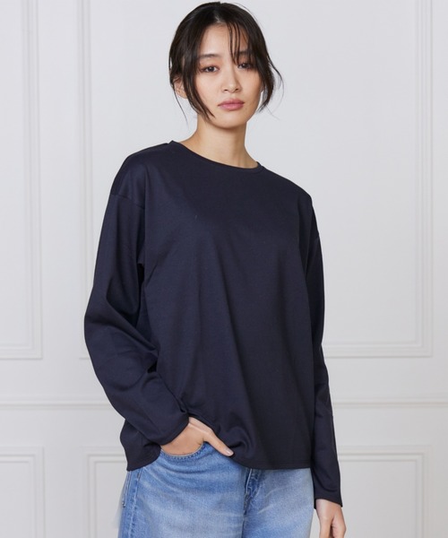 I.T.'S international(イッツインターナショナル)の「オーバーサイズロングTシャツ(Tシャツ/カットソー・レディース・ホワイト/ネイビー/ブラック・フリー)」の3枚目の写真