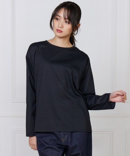 I.T.'S international(イッツインターナショナル)の「オーバーサイズロングTシャツ(Tシャツ/カットソー・レディース・ホワイト/ネイビー/ブラック・フリー)」の1枚目の写真