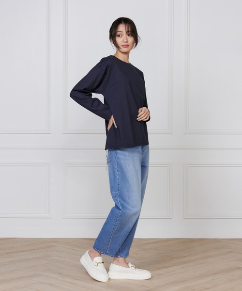 I.T.'S international(イッツインターナショナル)の「オーバーサイズロングTシャツ(Tシャツ/カットソー・レディース・ホワイト/ネイビー/ブラック・フリー)」の14枚目の写真