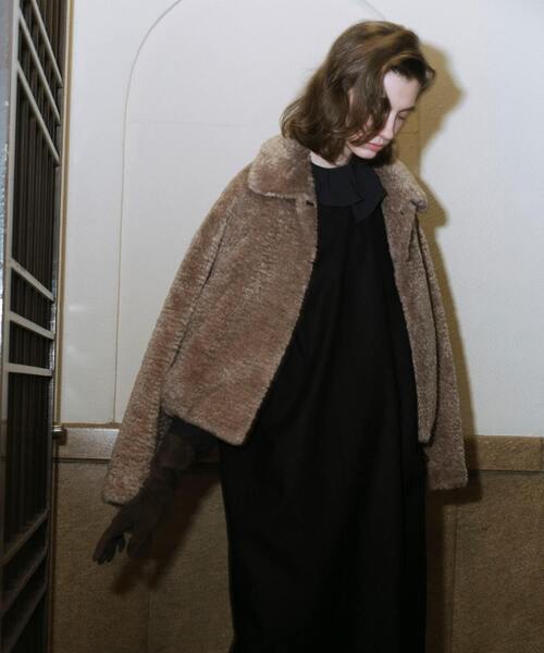 martinique(マルティニーク)の「フェイクファーブルゾン(ブルゾン・レディース・グレイッシュベージュ/ブラウン・FREE)」の1枚目の写真