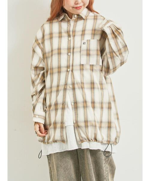 SM2（エスエムツー）の「オンブレチェック裾ドロストシャツ（シャツ/ブラウス・レディース・ブラック/イエロー/グリーン/ピンク/ネイビー・F）」の4枚目の写真