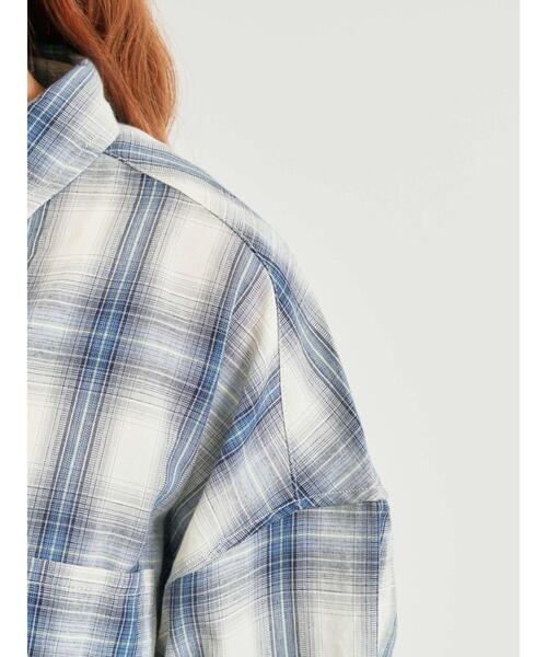 SM2（エスエムツー）の「オンブレチェック裾ドロストシャツ（シャツ/ブラウス・レディース・ブラック/イエロー/グリーン/ピンク/ネイビー・F）」の8枚目の写真