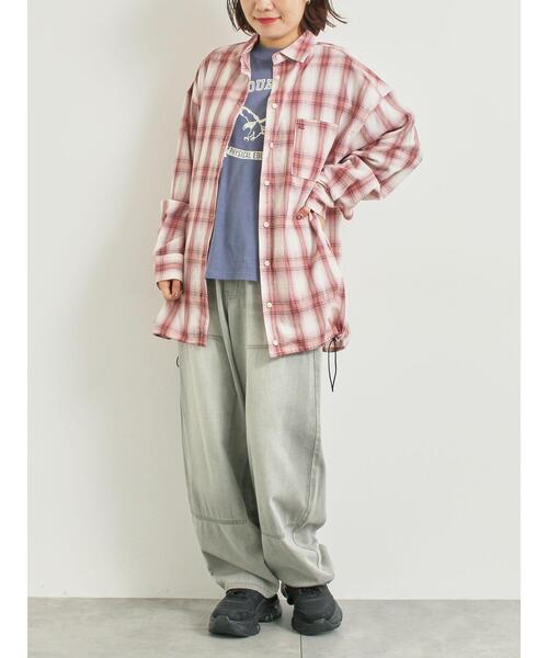 SM2（エスエムツー）の「オンブレチェック裾ドロストシャツ（シャツ/ブラウス・レディース・ブラック/イエロー/グリーン/ピンク/ネイビー・F）」の6枚目の写真