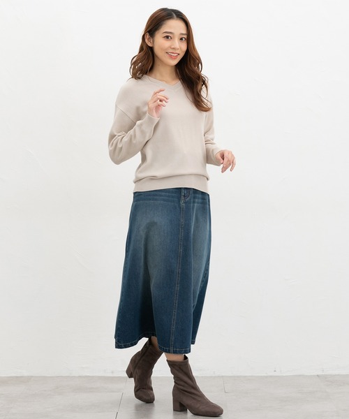 Honeys(ハニーズ)の「【ハニぽか・ダイナホット・ウォッシャブル】あったかVネックニット(ニット/セーター・レディース・ライトベージュ/ネイビー/レッド系その他/サックスブルー/ブラウン/ブラック/アイボリー/ライトグリーン・LL/S/M/L)」の22枚目の写真
