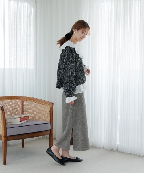 flower（フラワー）の「グリッターニットスカート2（スカート・レディース・ブラック/グレー・FREE）」の7枚目の写真