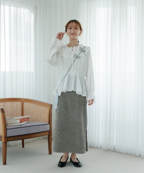 flower（フラワー）の「グリッターニットスカート2（スカート・レディース・ブラック/グレー・FREE）」の4枚目の写真