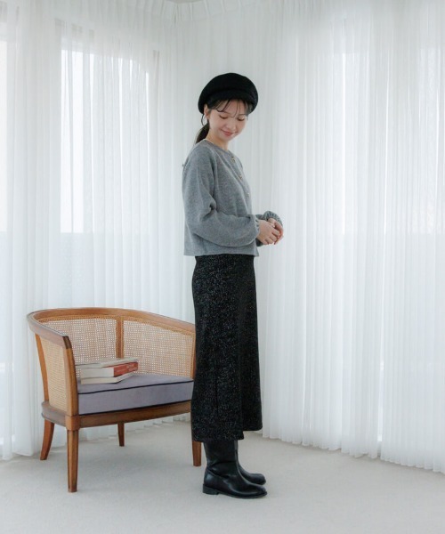 flower（フラワー）の「グリッターニットスカート2（スカート・レディース・ブラック/グレー・FREE）」の15枚目の写真