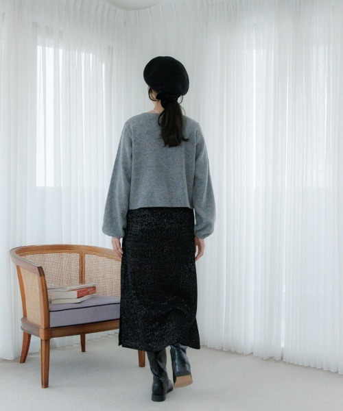 flower（フラワー）の「グリッターニットスカート2（スカート・レディース・ブラック/グレー・FREE）」の19枚目の写真