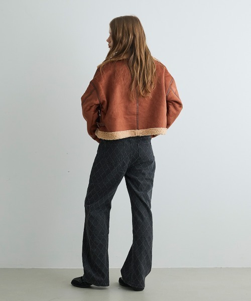 Mirette(ミレット)の「キルティングステッチワイドデニムパンツ Quilted Stitch Wide Denim Pants(デニムパンツ・レディース・ブルー/ブラック・SMALL/MEDIUM/LARGE)」の15枚目の写真