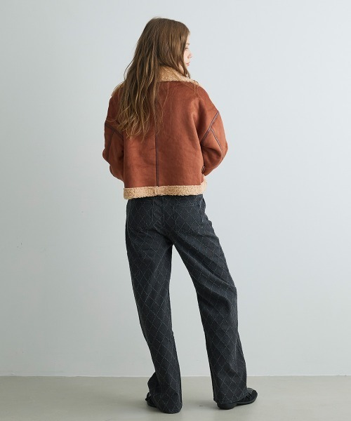 Mirette(ミレット)の「キルティングステッチワイドデニムパンツ Quilted Stitch Wide Denim Pants(デニムパンツ・レディース・ブルー/ブラック・SMALL/MEDIUM/LARGE)」の16枚目の写真