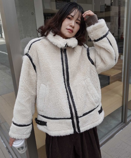 ボアオーバーサイズフライトジャケット（ムートンコート）｜CORNERS