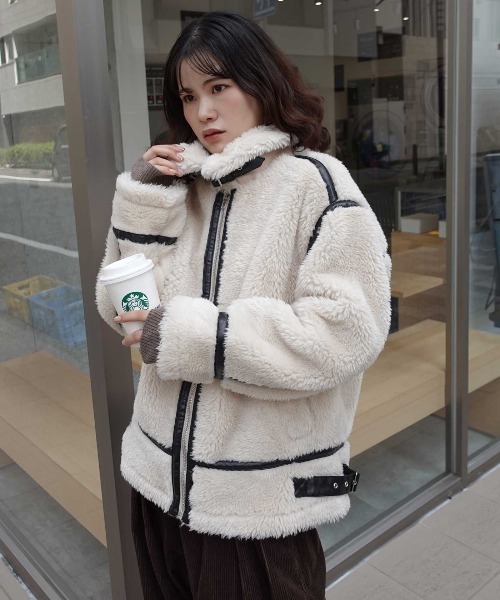 ボアオーバーサイズフライトジャケット（ムートンコート）｜CORNERS