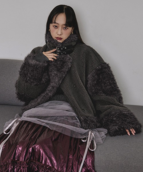 docking faux fur coat ボアドッキングフォックスファーコート