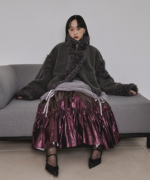 docking faux fur coat ボアドッキングフォックスファーコート