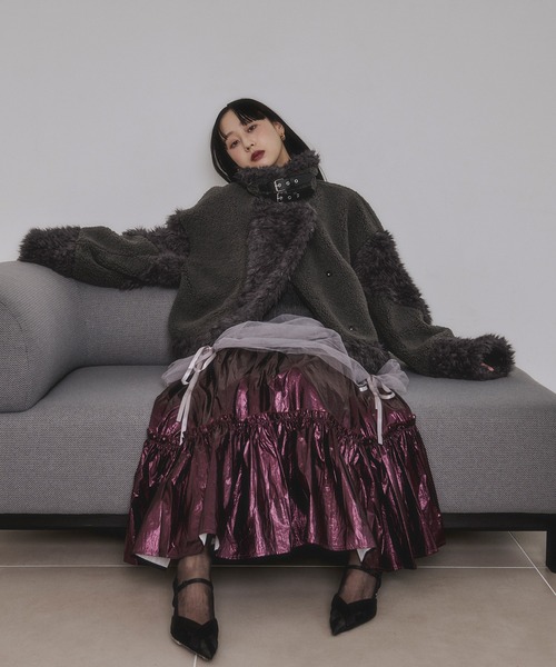 Ezick（エジック）の「docking faux fur coat ボアドッキング