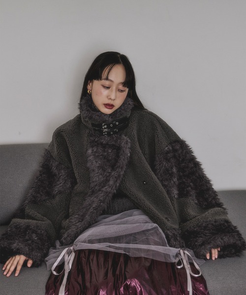 セール】docking faux fur coat ボアドッキングフォックスファーコート