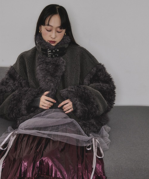 docking faux fur coat ボアドッキングフォックスファーコート