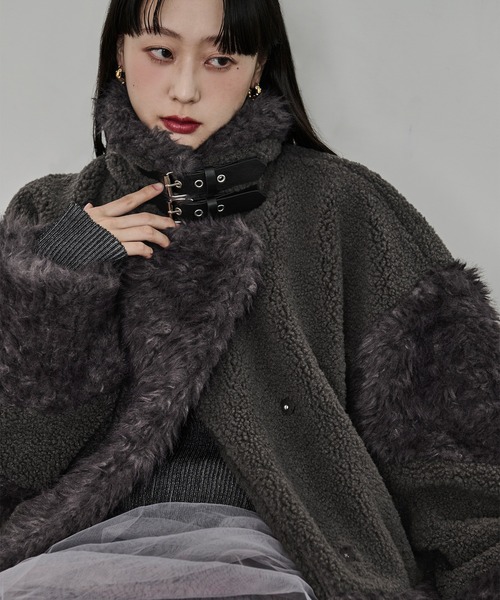 セール】docking faux fur coat ボアドッキングフォックスファーコート