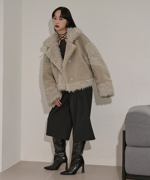 Ezick（エジック）の「docking faux fur coat ボアドッキング