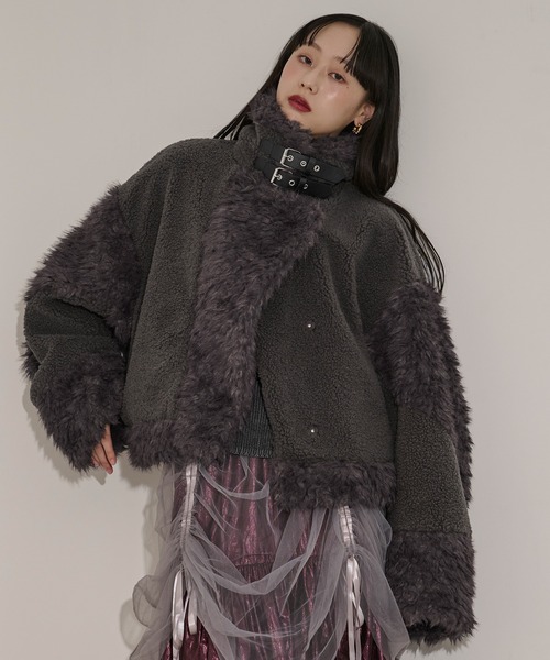 セール】docking faux fur coat ボアドッキングフォックスファーコート