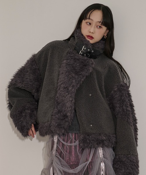 セール】docking faux fur coat ボアドッキングフォックスファーコート