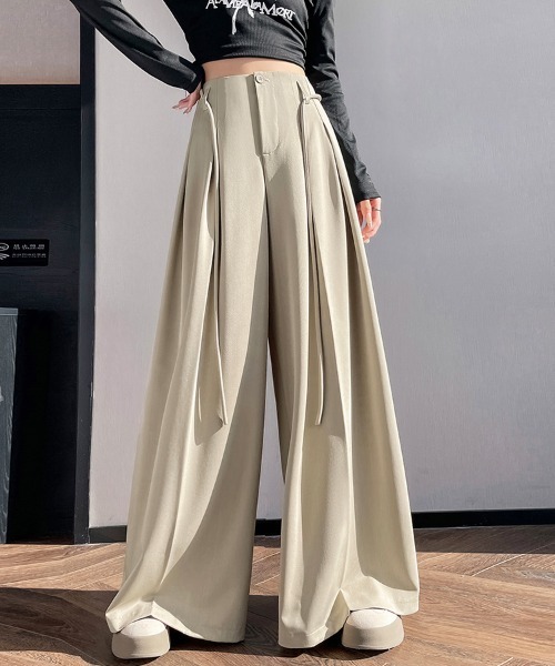 ReRe(リリ)の「プリーツ風ワイドパンツ(その他パンツ・レディース・ベージュ/グレー/ブラック・MEDIUM/LARGE/X-LARGE)」の16枚目の写真
