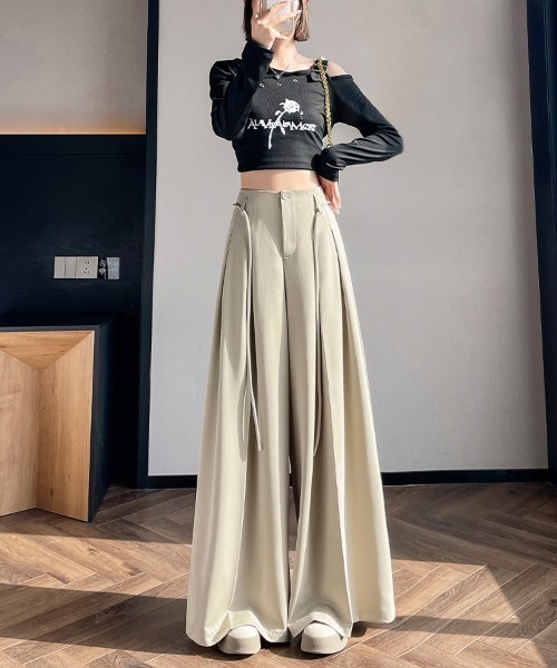 ReRe(リリ)の「プリーツ風ワイドパンツ(その他パンツ・レディース・ベージュ/グレー/ブラック・MEDIUM/LARGE/X-LARGE)」の7枚目の写真