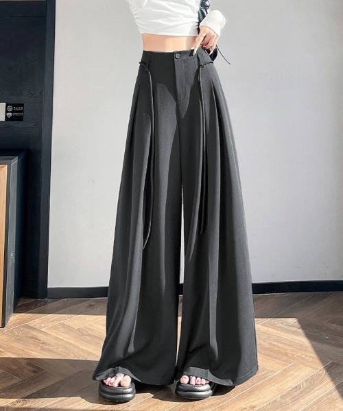 ReRe(リリ)の「プリーツ風ワイドパンツ(その他パンツ・レディース・ベージュ/グレー/ブラック・MEDIUM/LARGE/X-LARGE)」の6枚目の写真