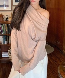 YUGA_YGMC Half-shoulder draped top