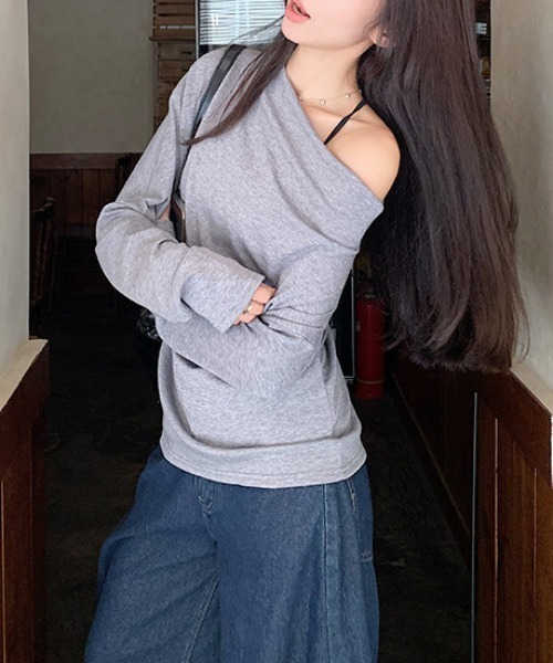 FREE STYLISTS(フリー スタイリスト)の「YUGA_YGMC Half-shoulder draped top(Tシャツ/カットソー・レディース・ライトグレー/オートミール/ブラック・FREE)」の19枚目の写真